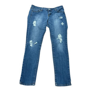 Bluenotes Jeans Womens 31/33 Blue Low Rise Super Skinny Ripped Distressed Denim